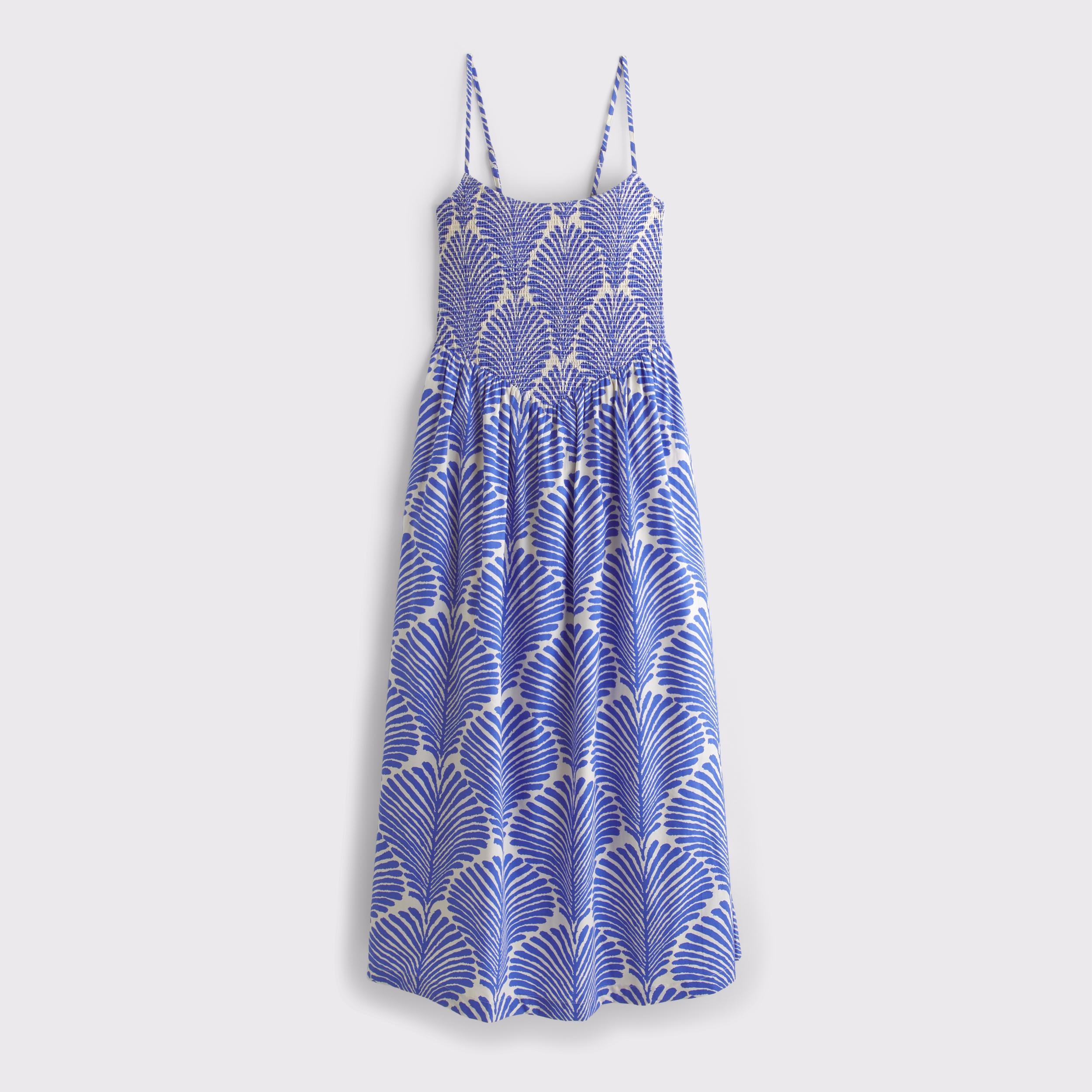 Dipped-Waist Smocked Midi Dress Product Image