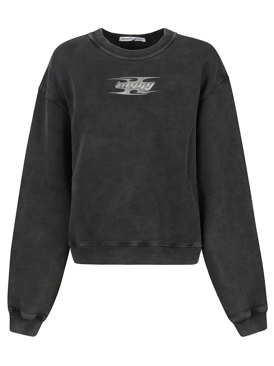 ALEXANDER WANG T T By Alexander Wang Crewneck Cotton Sweatshirt In Grey Product Image