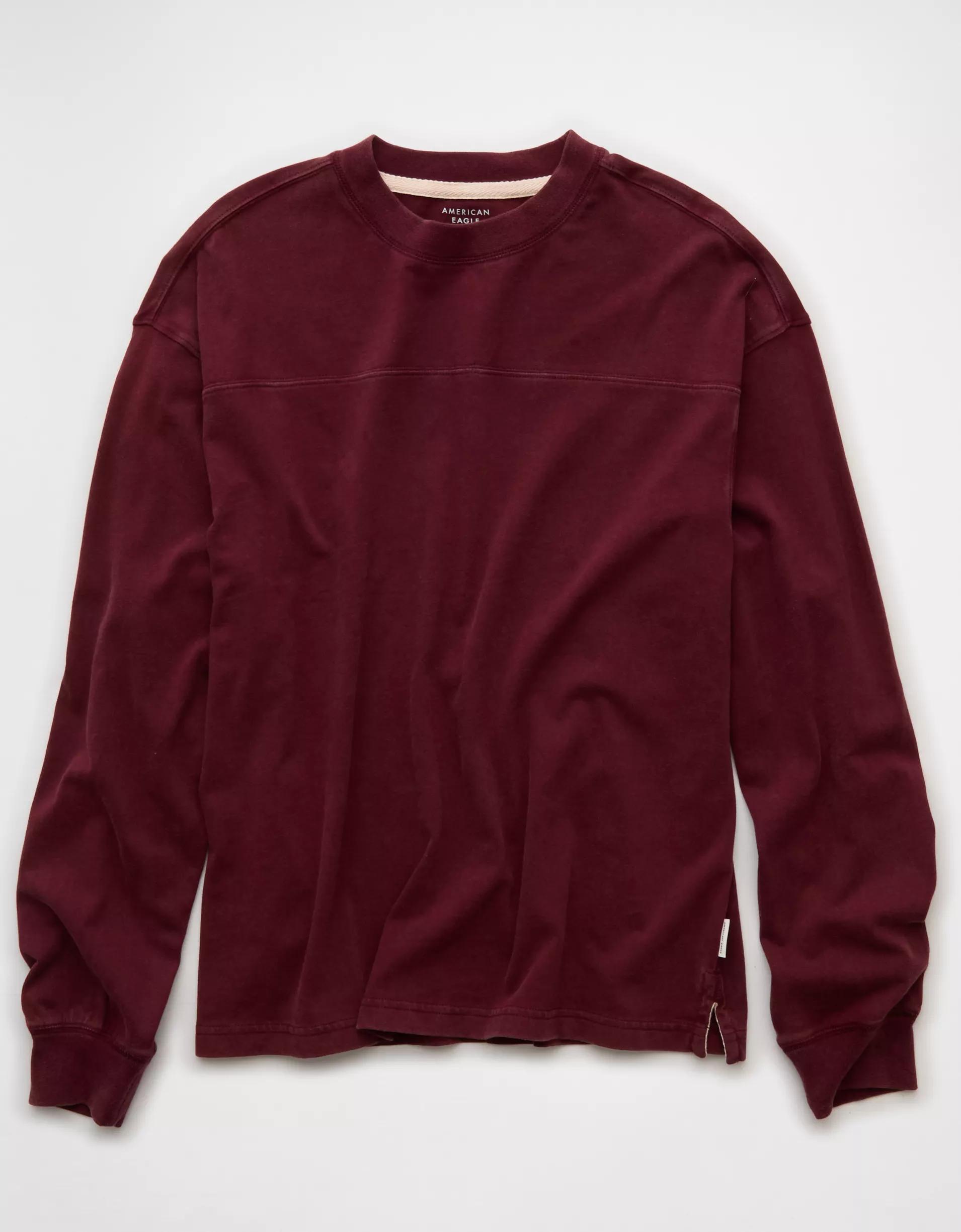 AE Long-Sleeve Boxy Sueded Jersey T-Shirt Product Image