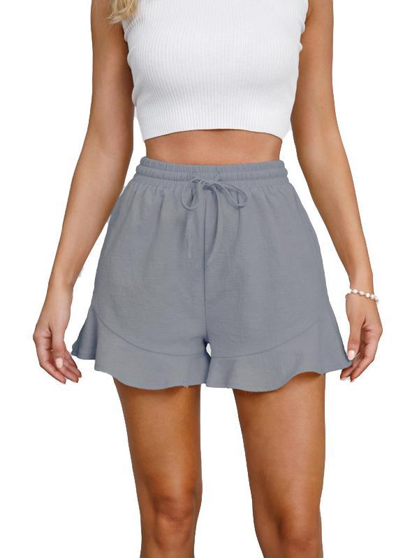 Loose Wide Leg Drawstring Elasticity Solid Color Split-Joint Shorts Product Image
