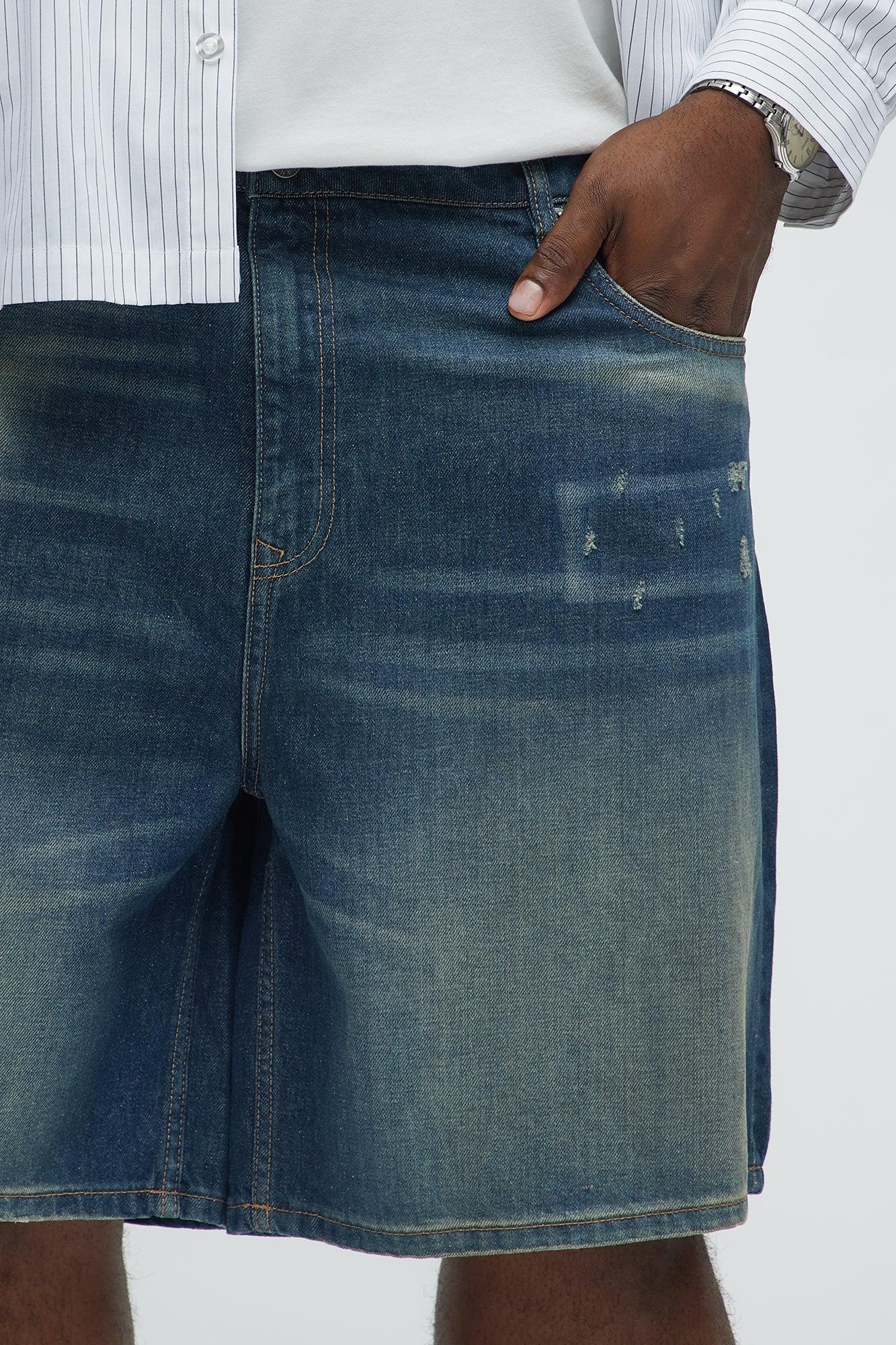 Don't Hate Relaxed Denim Shorts - Dark Wash Product Image