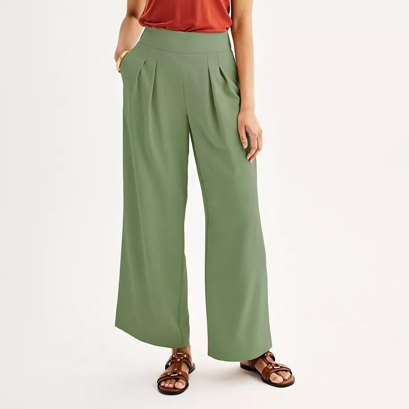Petite Nine West Soft Pull-On Wide Leg Pants, Women's, Size: XL Petite, Camden Green Product Image