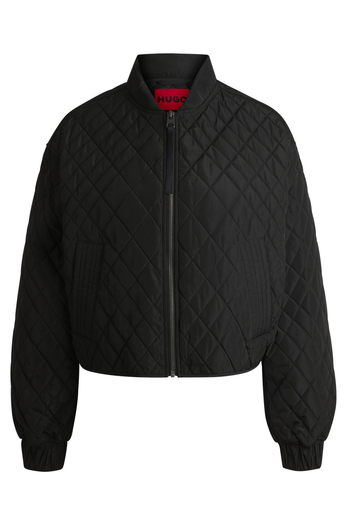 Quilted bomber jacket with ribbon zip-puller Product Image
