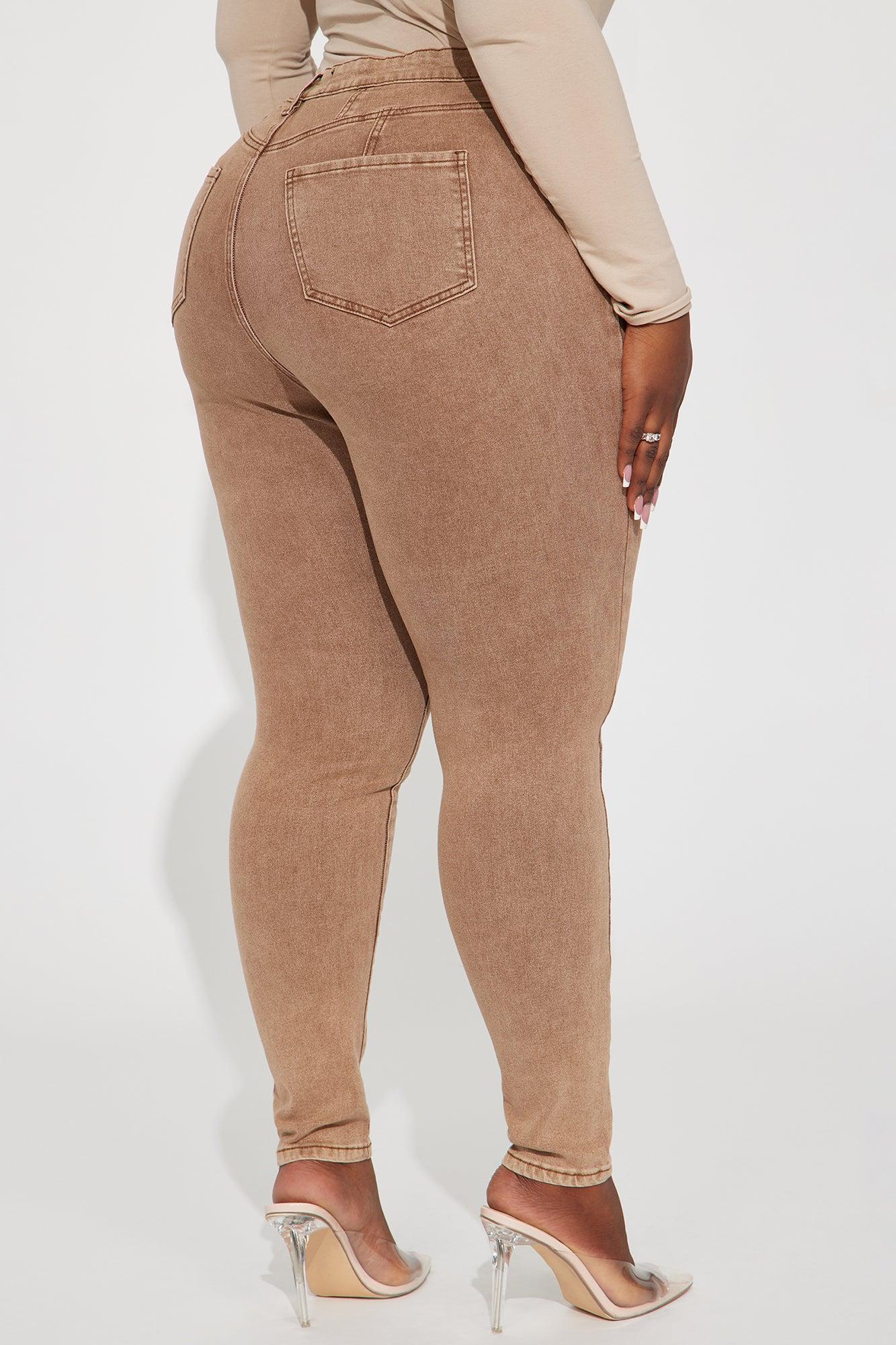 Shape Up Sculpting Stretch Skinny Jeans - Brown Product Image