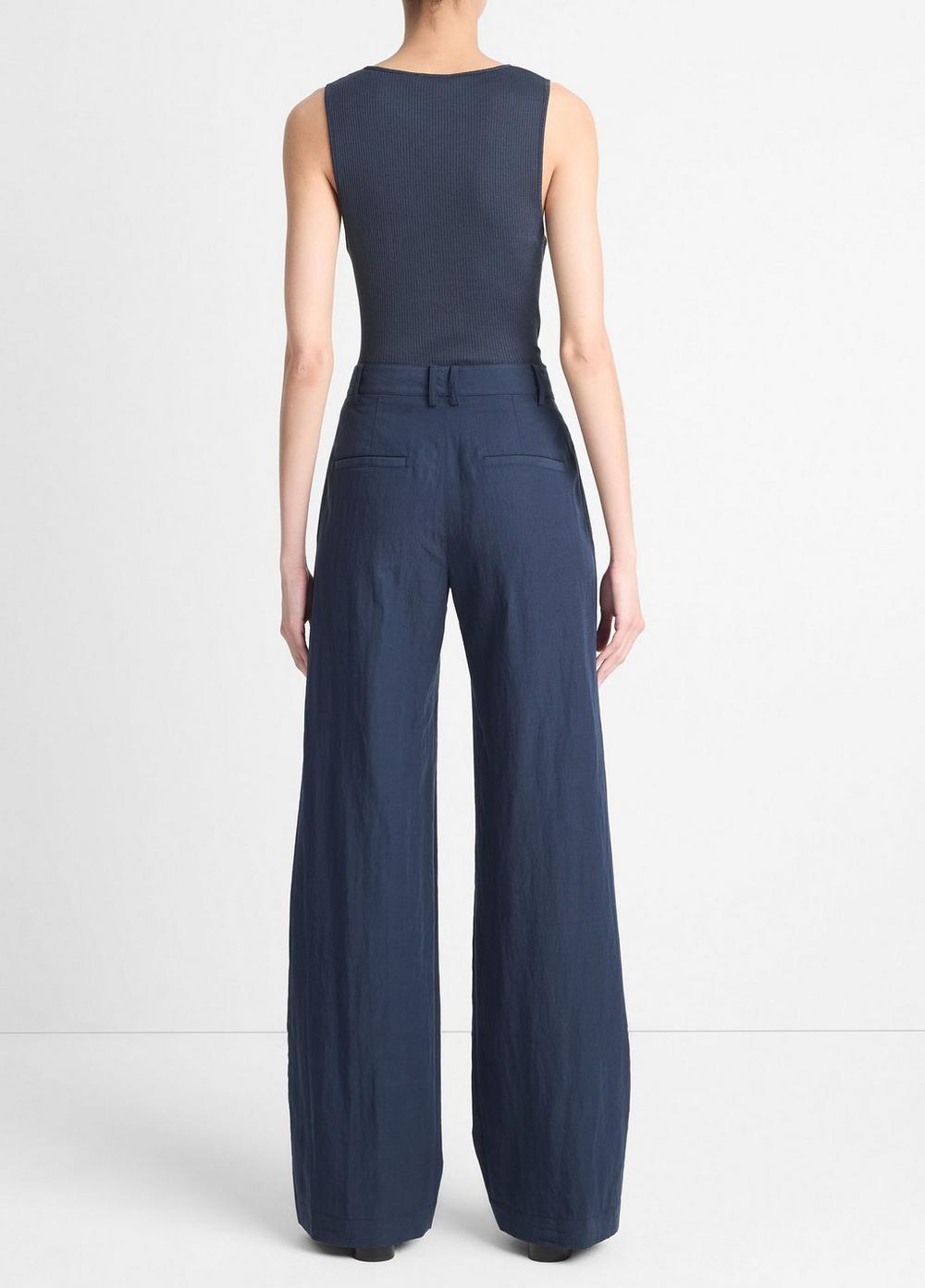 Womens Mid-Rise Textured Wide-Leg Trouser, Cliffside, Size 10 Vince Product Image