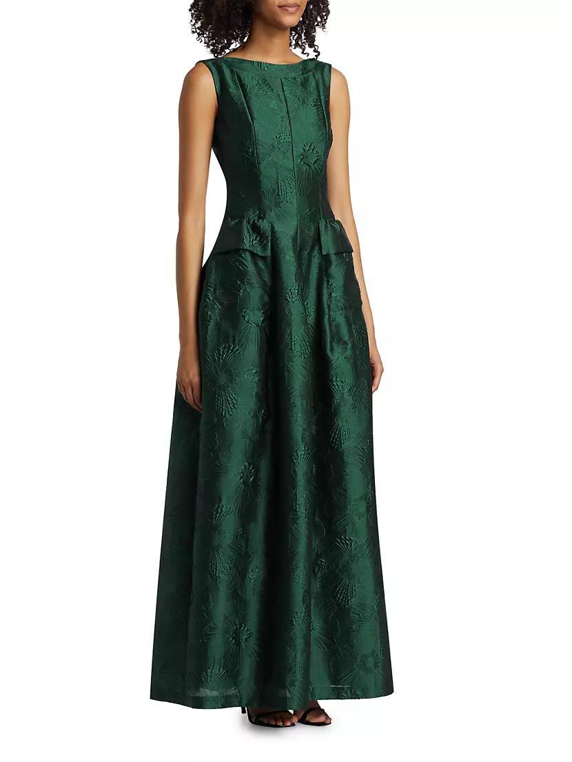 Womens Floral Jacquard A-Line Gown Product Image