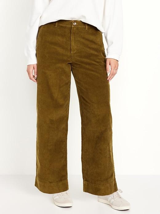 High-Waisted Corduroy Wide-Leg Pants Product Image