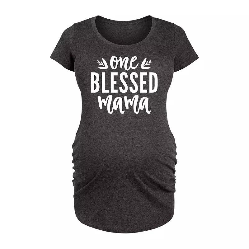 Maternity One Blessed Mama Graphic Tee, Womens Blue Product Image