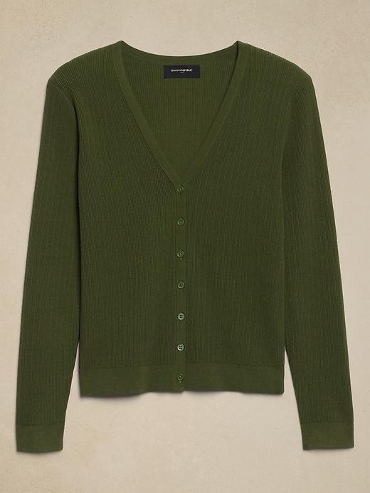 Ribbed V-Neck Cardigan Product Image
