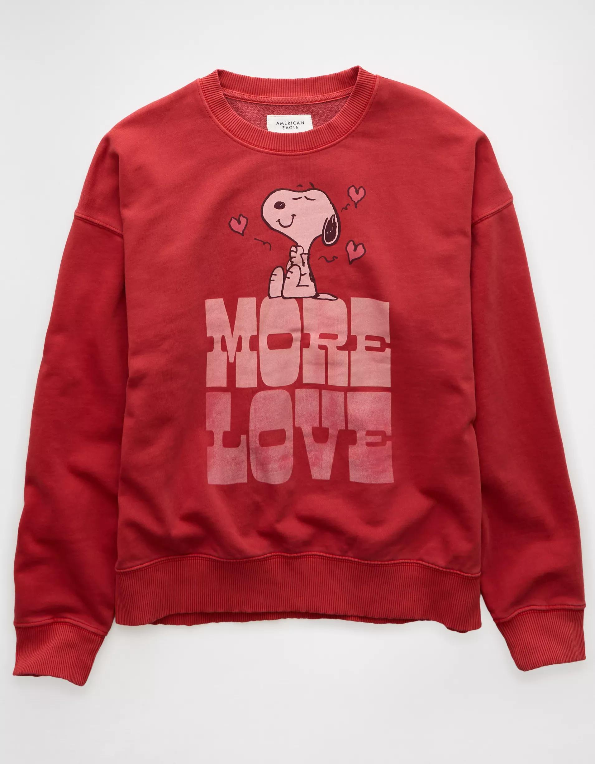 AE Valentine's Day Snoopy Graphic Relaxed Crew Neck Sweatshirt Product Image