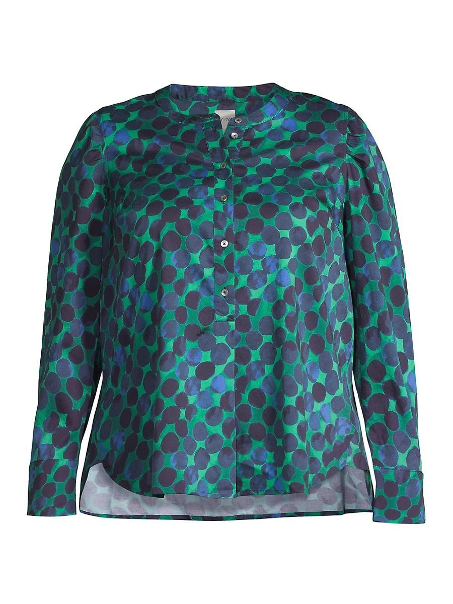 Womens Plus Size Ocean Dot Stretch Cotton Top Product Image