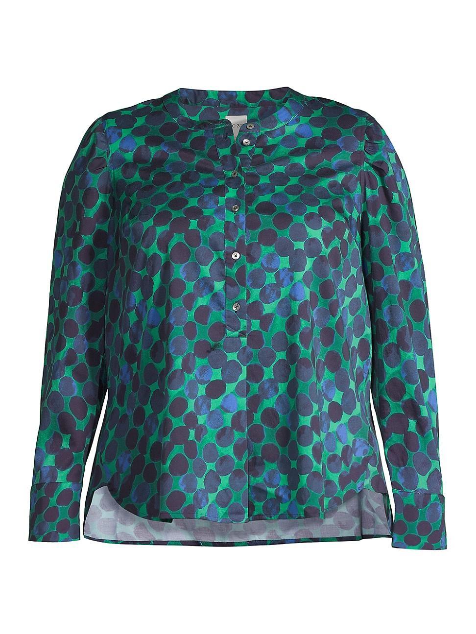 Womens Plus Size Ocean Dot Stretch Cotton Top Product Image