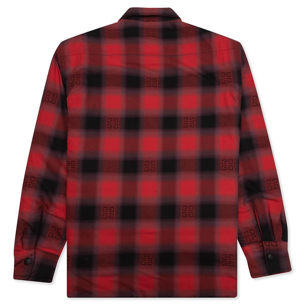 Classic Fit All Over Print L/S Overshirt - Black/Red Male Product Image