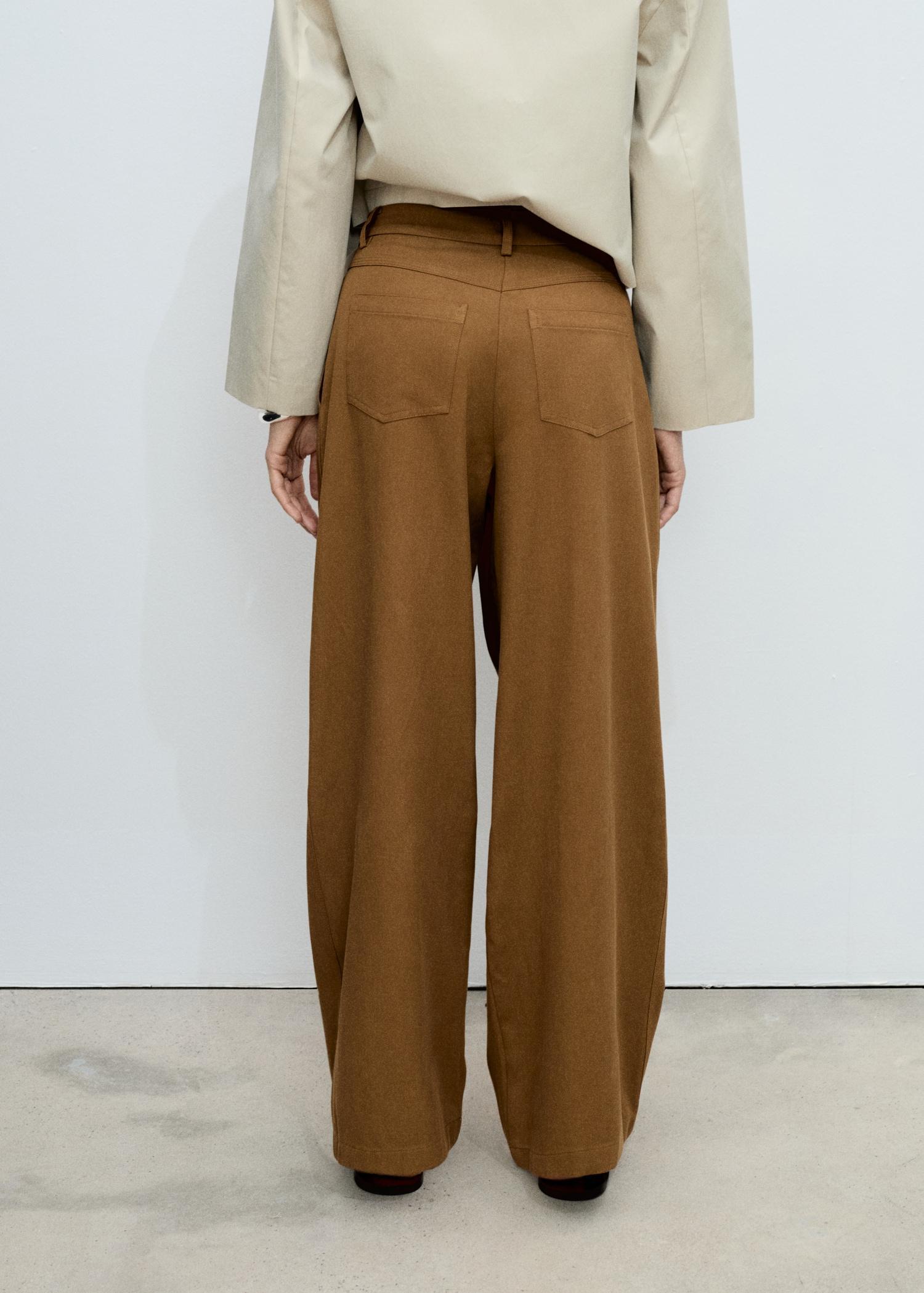 Wide-leg pants in cotton and lyocell blend - Women | MANGO USA Product Image