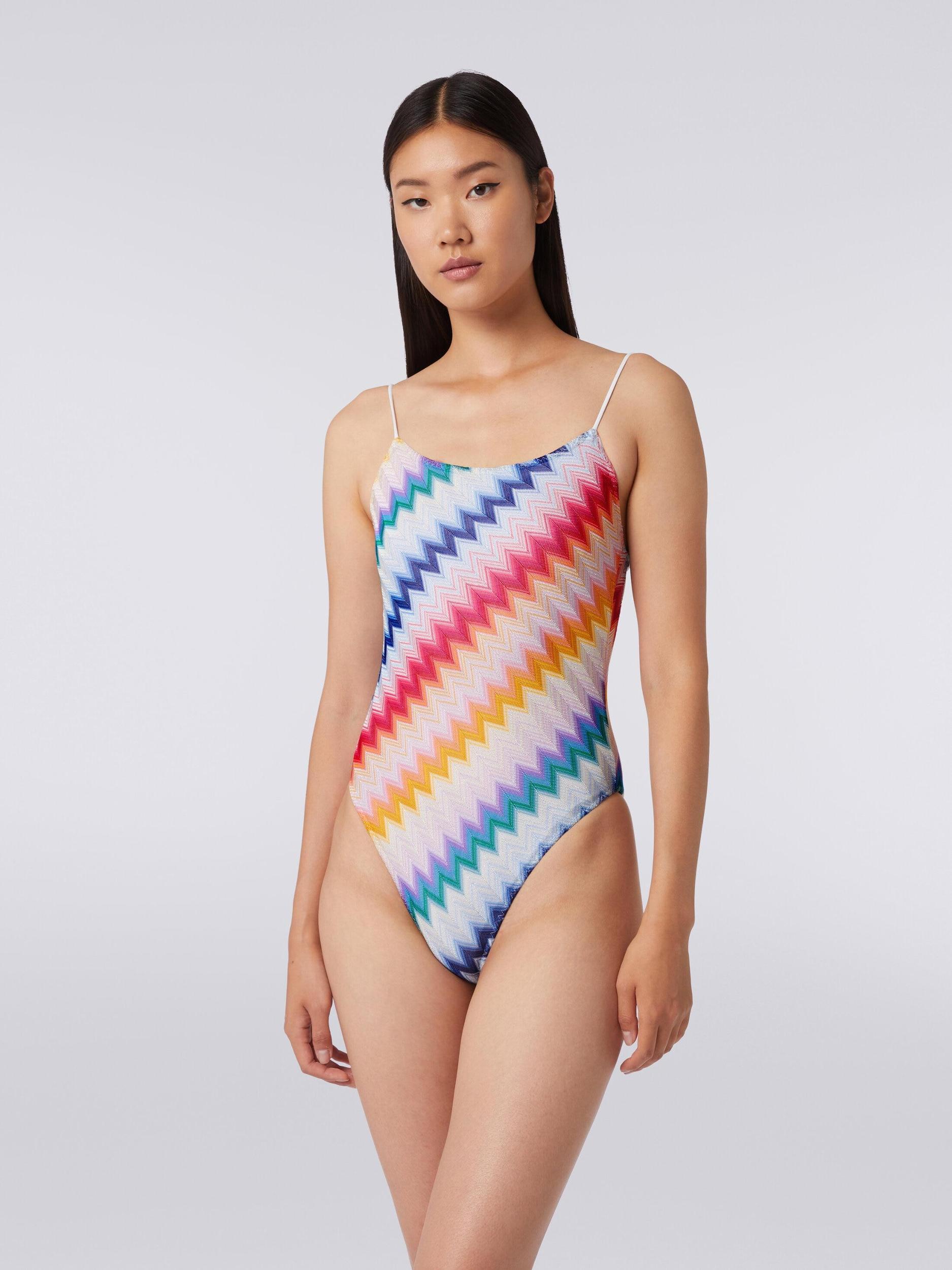 Zigzag one-piece swimming costume with lurex Product Image