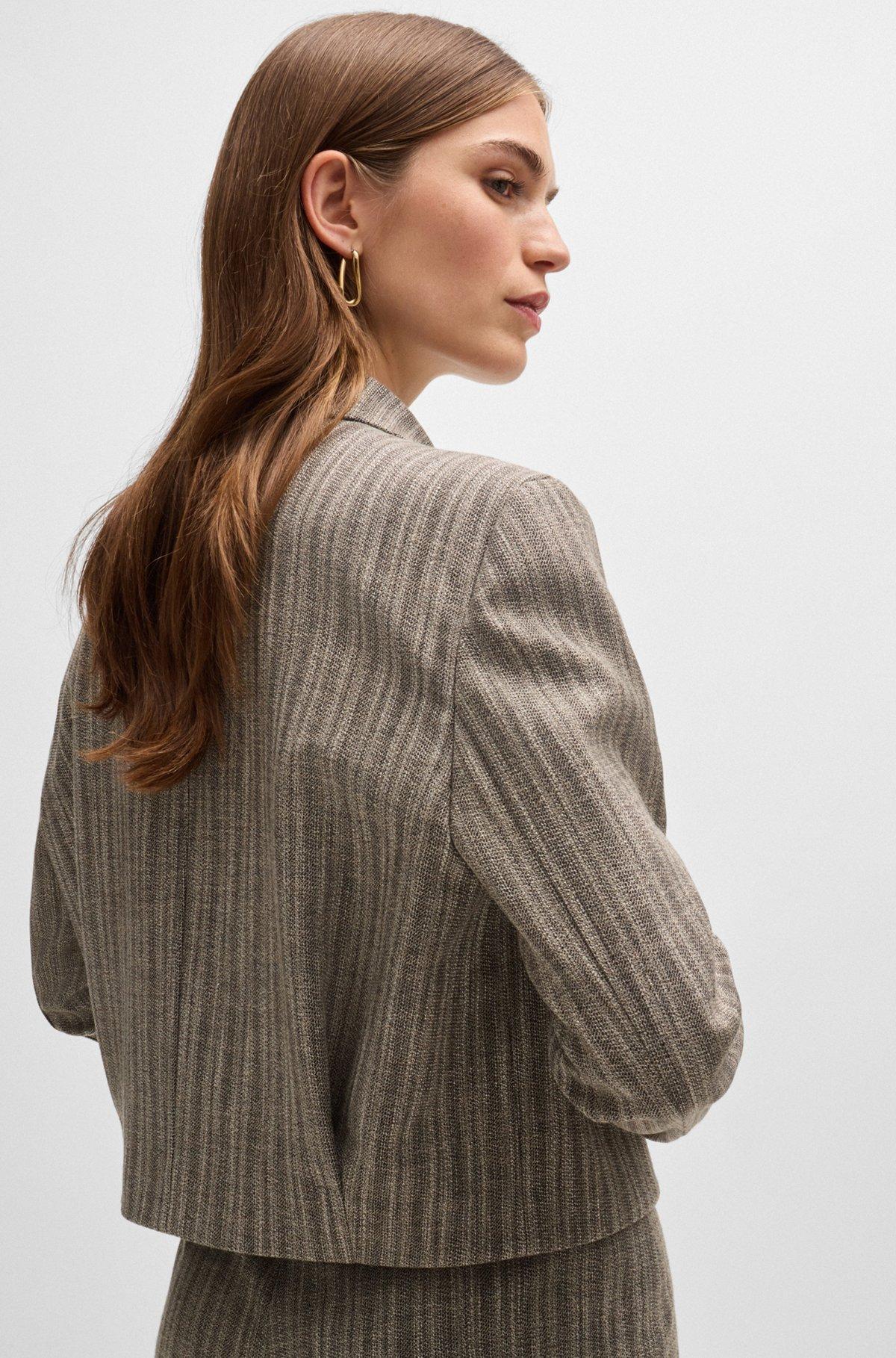 BOSS - Zip-up jacket in striped melange cloth - Patterned Product Image