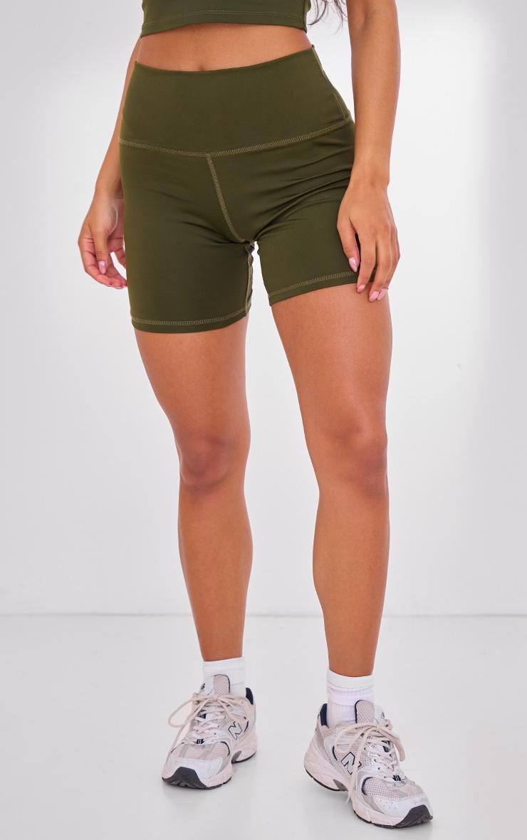 Khaki Pocket Detail Sculpt Biker Shorts Product Image