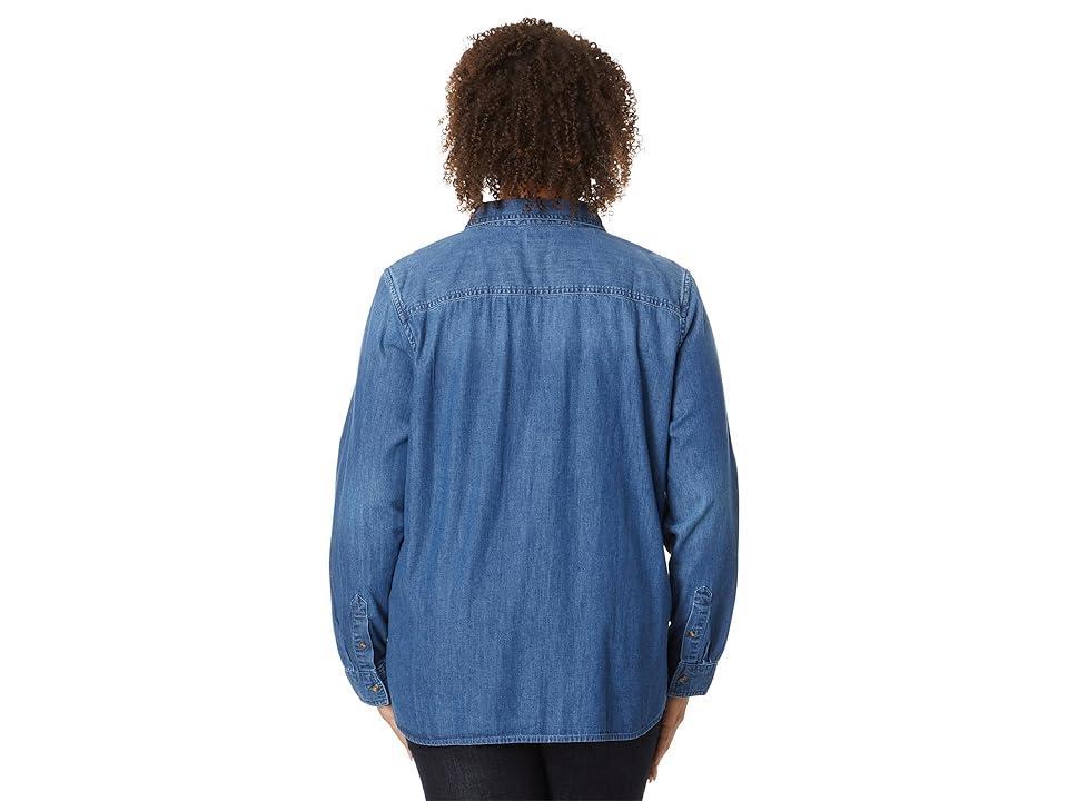 L.L.Bean Plus Size Heritage Washed Denim Shirt Long Sleeve (Medium Indigo) Women's Clothing Product Image