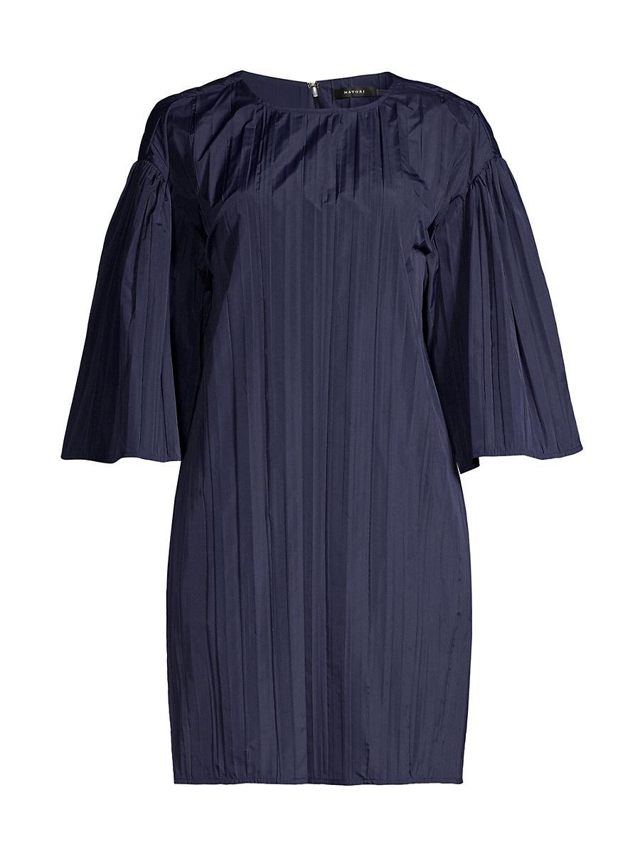 Womens Pleated Taffeta Shift Minidress Product Image