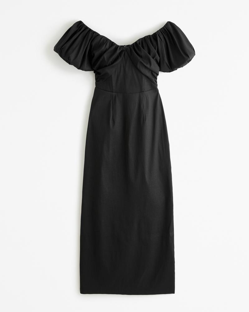 Taffeta Off-The-Shoulder Midi Dress Product Image