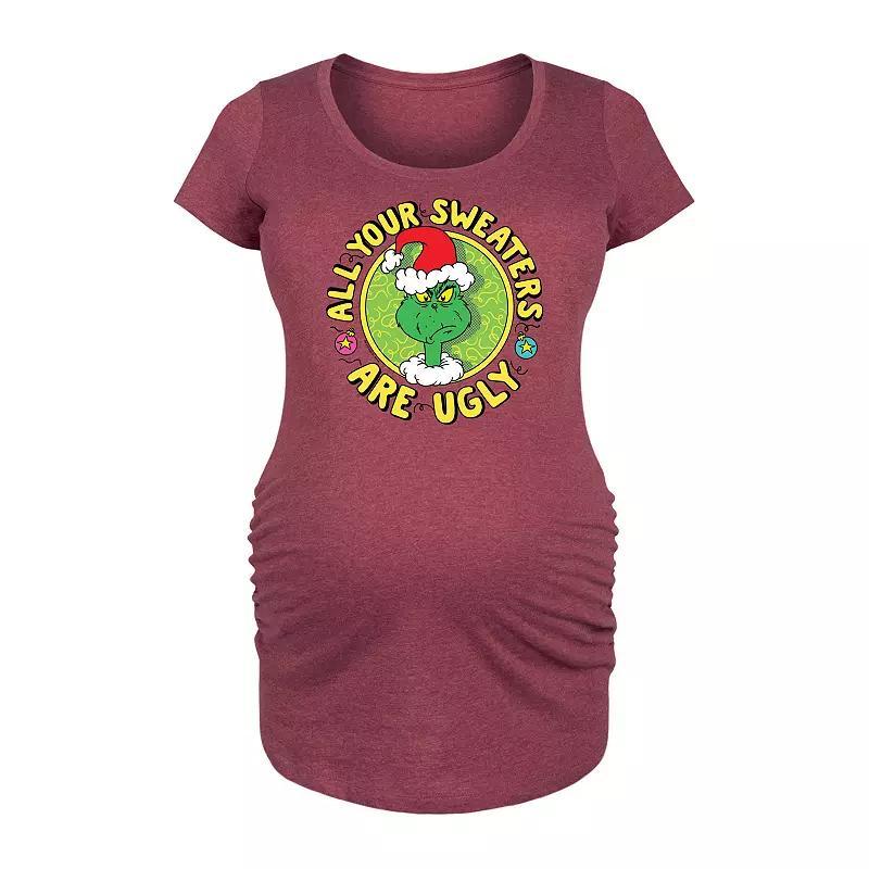 Maternity Dr. Seuss Grinch All Your Sweaters Are Ugly Graphic Tee, Women's, Size: Large-Mat, Grey Gray Product Image