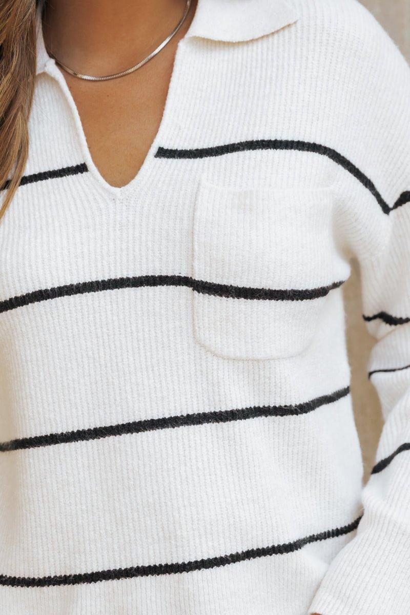 Thread and Supply Ivory Striped Sweater - FINAL SALE Product Image