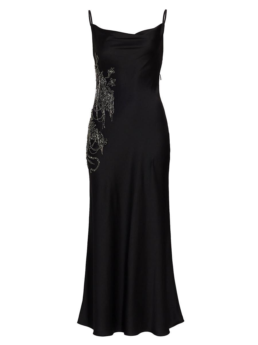 Womens Beaded & Open-Back Satin Gown Product Image