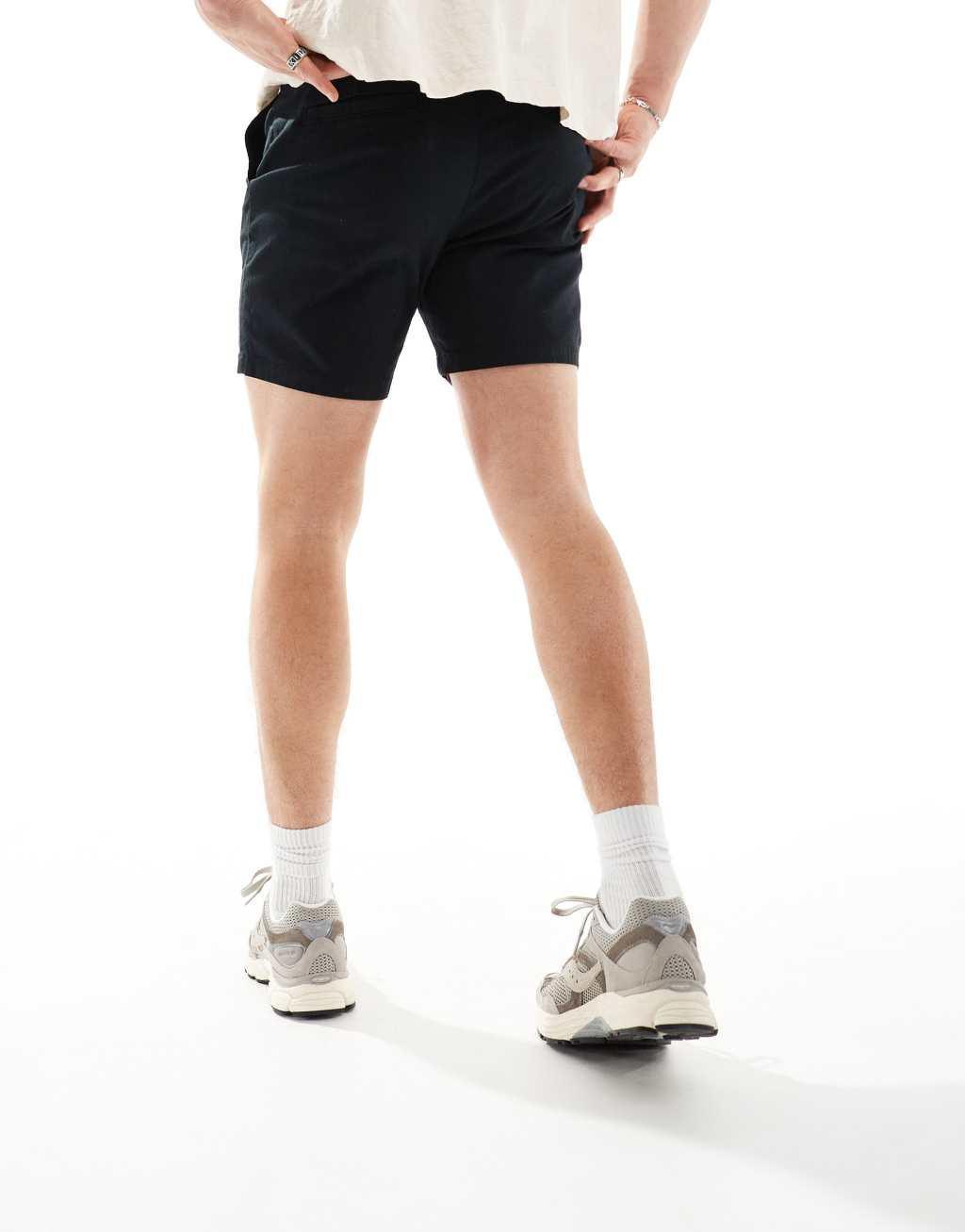 ASOS DESIGN 2 pack skinny chino shorts in black and navy save Product Image
