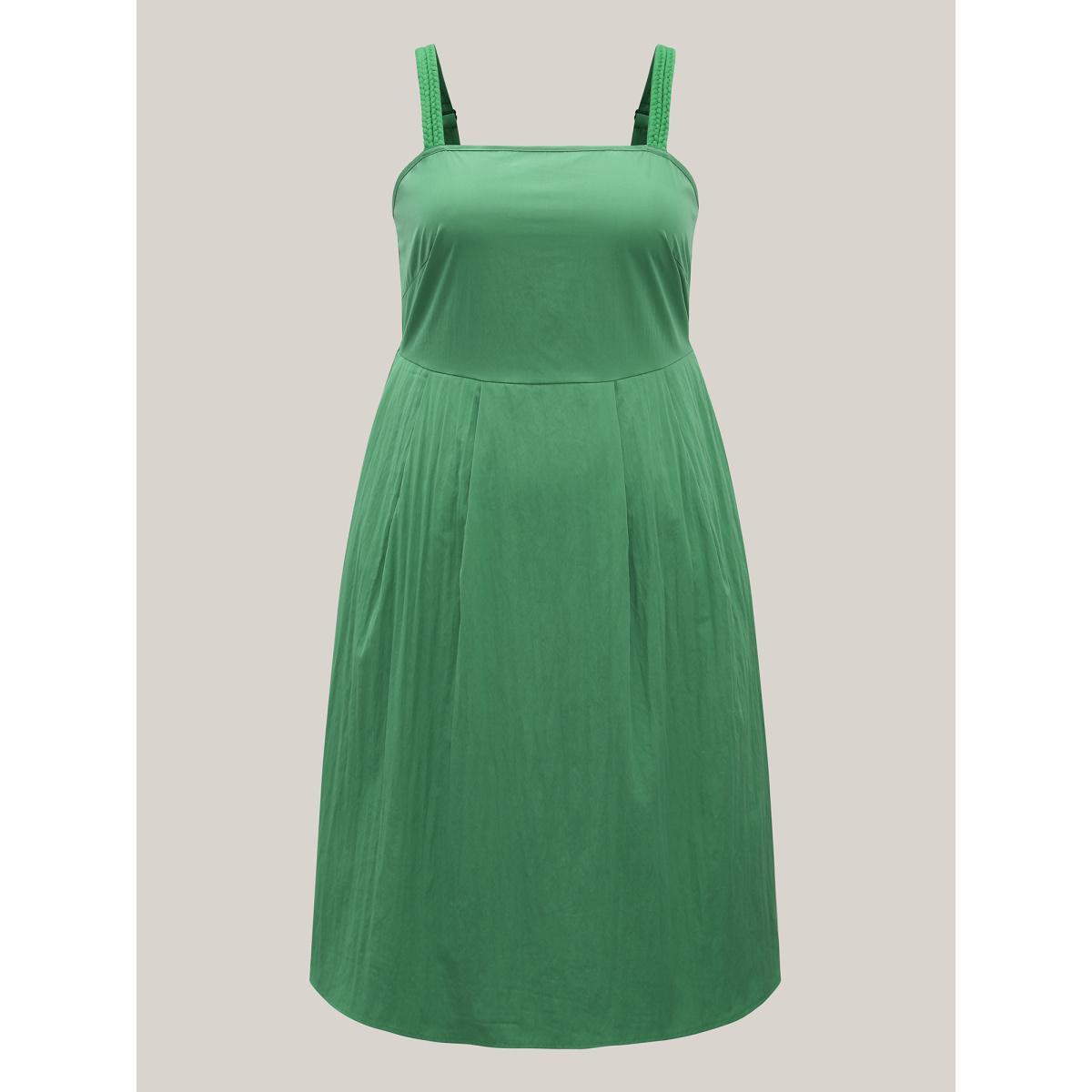 Plus Size Solid Adjustable Straps Pockets Midi Dress Truegreen Women Non Sleeveless Curvy BloomChic 30/6X Product Image