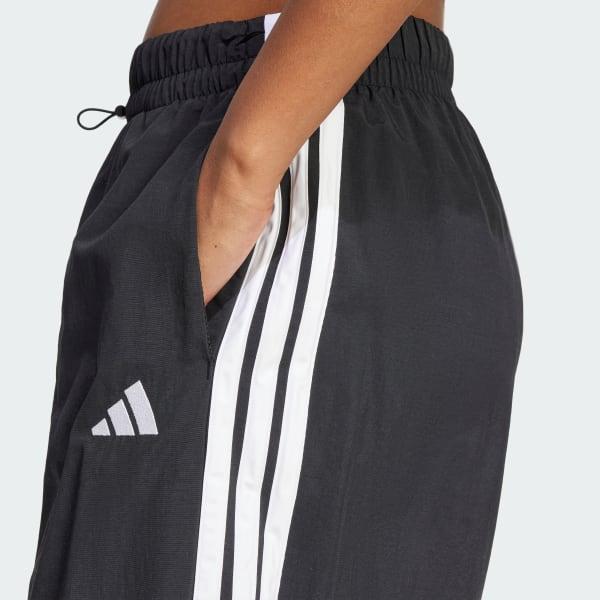 adidas Essentials 3-Stripes Lifestyle Woven Parachute Pants Black XL Womens Product Image