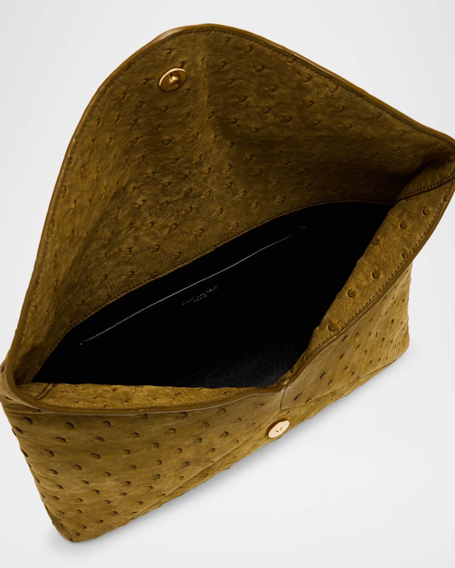 Large YSL Envelope Clutch Bag in Ostrich Nubuck  Product Image