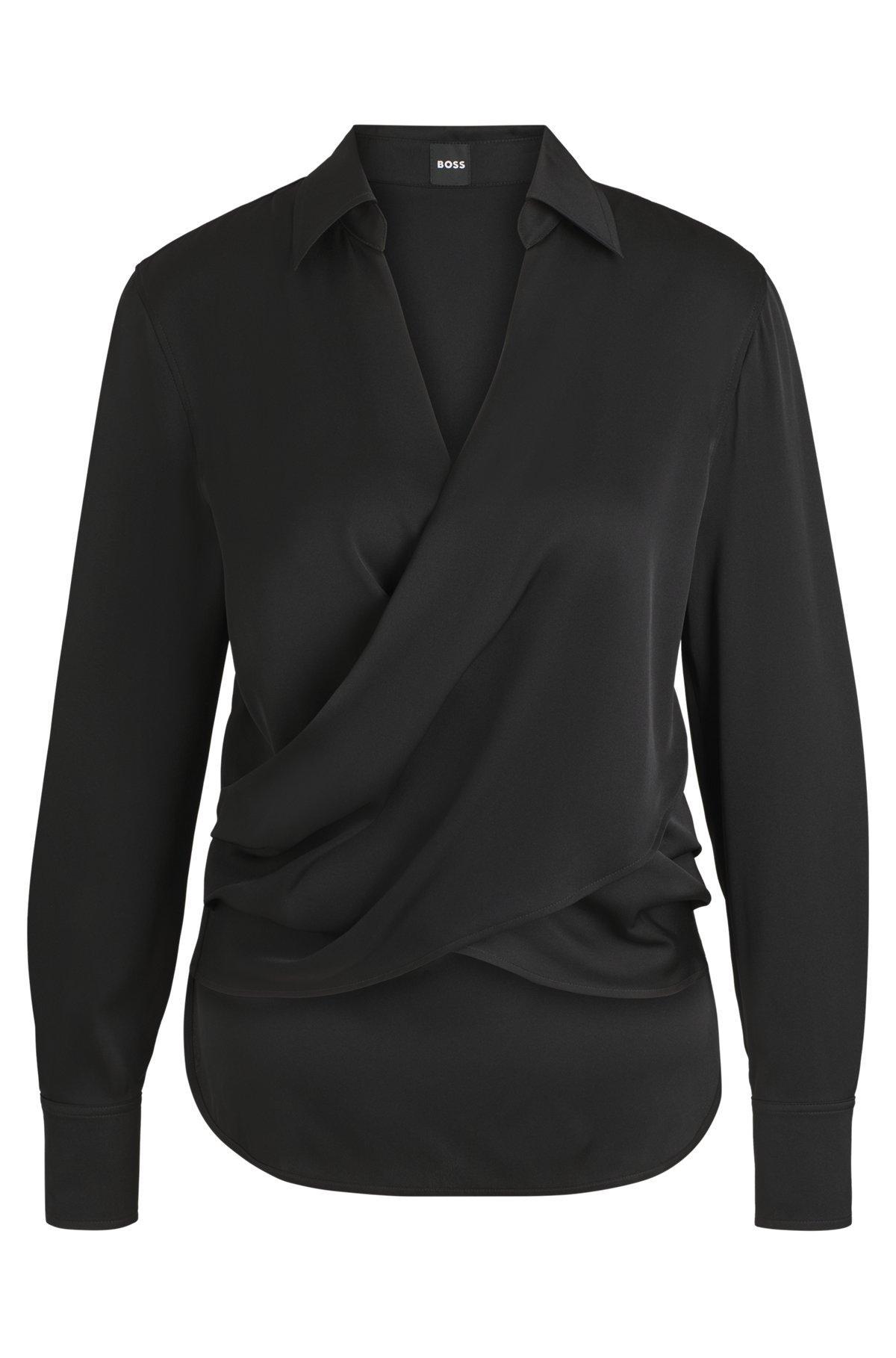 Wrap-front blouse in stretch silk Product Image