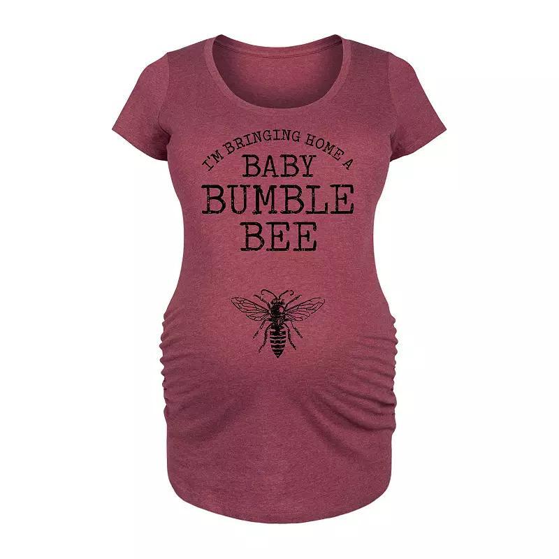 Maternity Bringing Home A Baby Bumble Bee Graphic Tee, Womens Grey Red Product Image