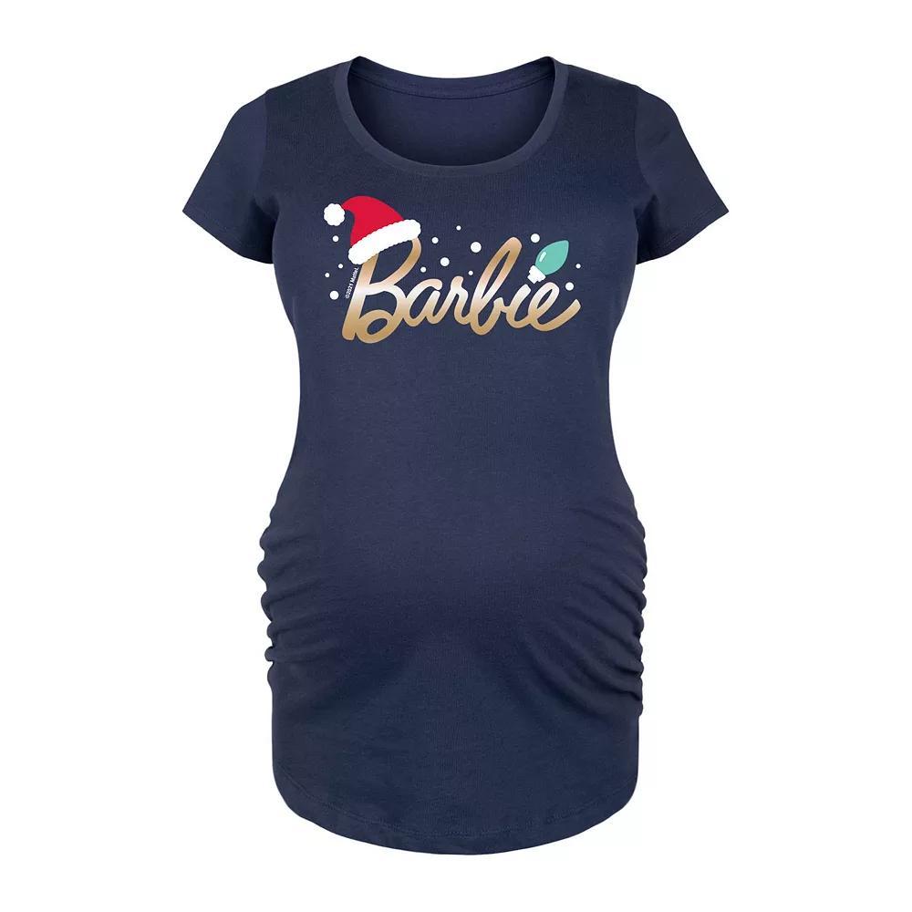 Maternity Barbie Logo Santa Hat Graphic Tee, Womens Product Image