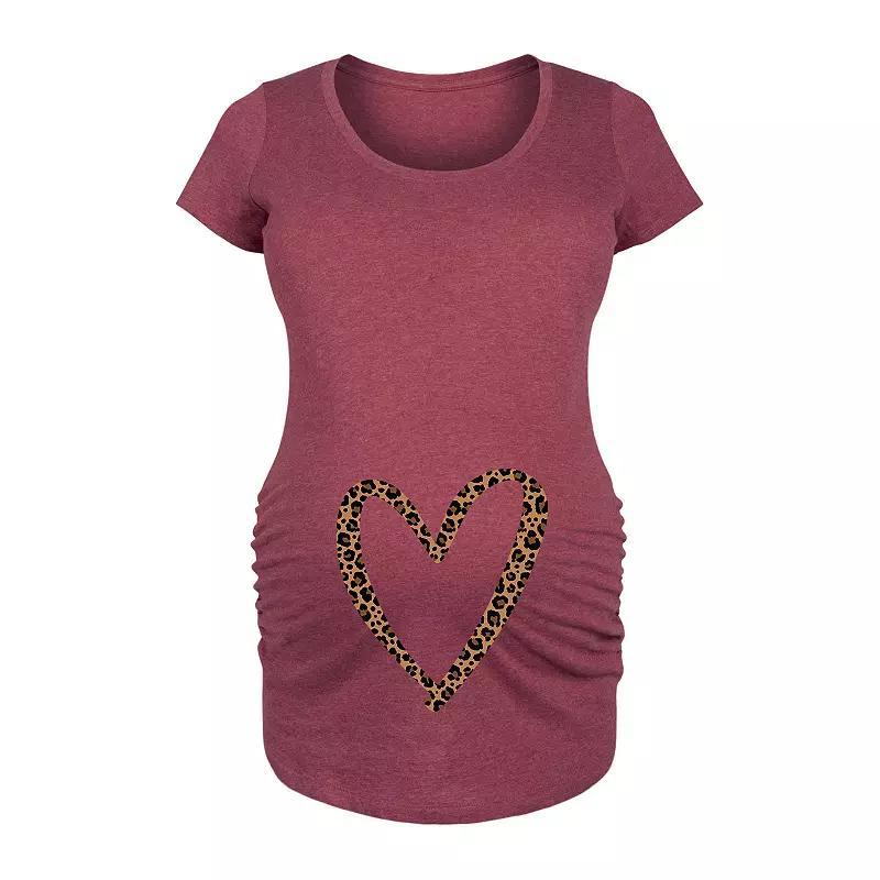 Maternity Be Happy Script Graphic Tee, Womens Grey Dark Red Product Image
