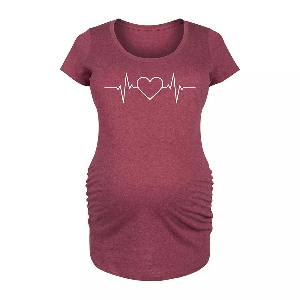 Maternity Heart EKG Graphic Tee, Womens Grey Dark Red Product Image