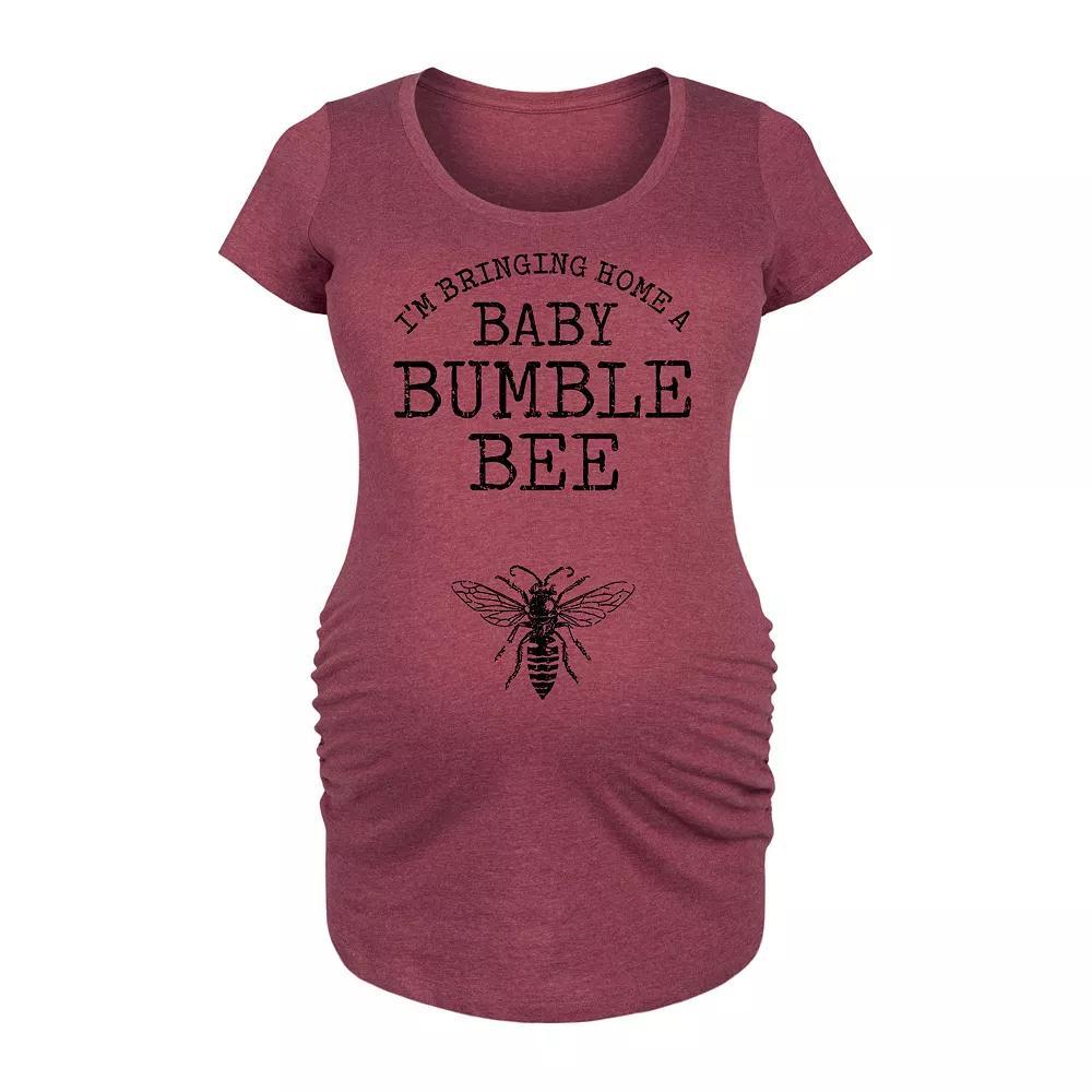 Maternity Heart EKG Graphic Tee, Womens Grey Dark Red Product Image