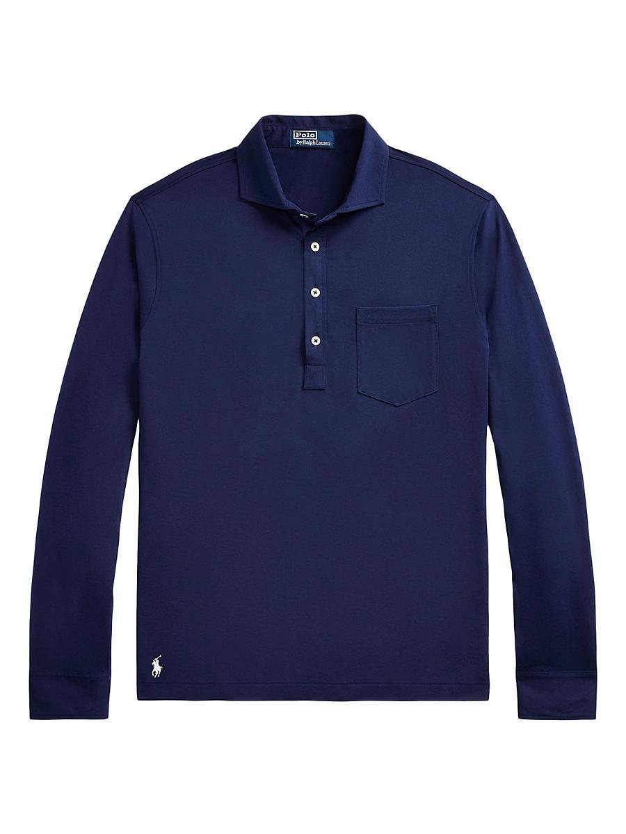 Mens Polo Sweatshirt in Fleece with Logo Medallion Product Image