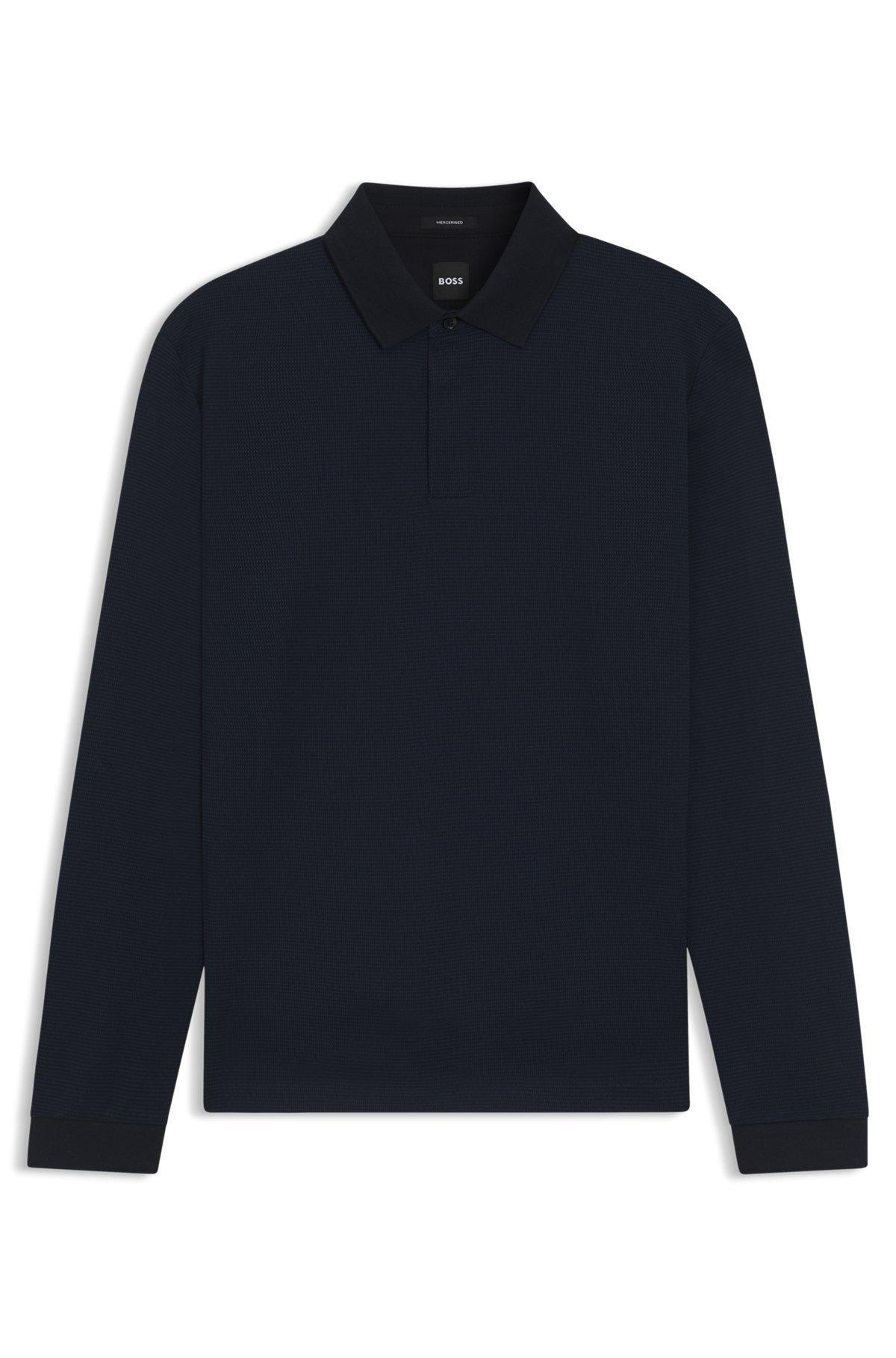 BOSS - Zip-up jacket in cotton terry with logo badge - Black Product Image