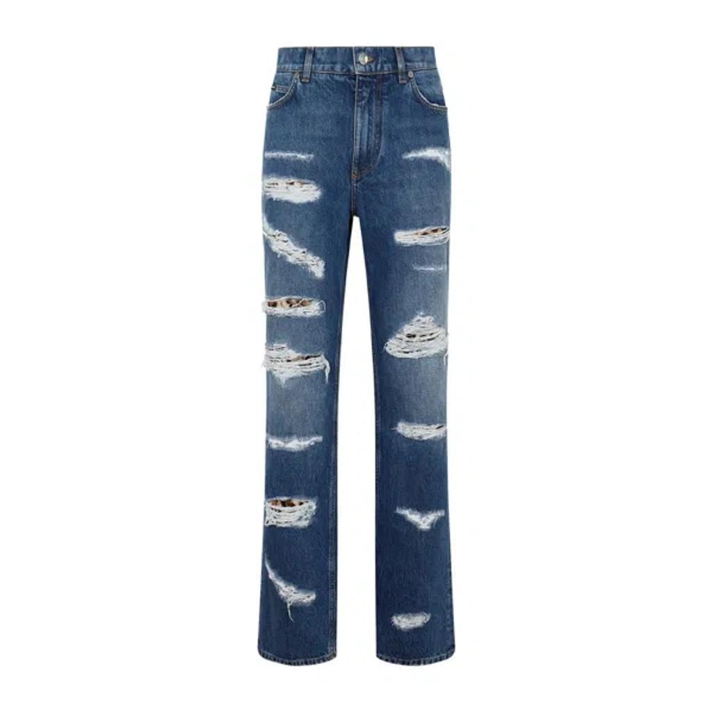 DOLCE & GABBANA Blue Cotton Jeans Product Image