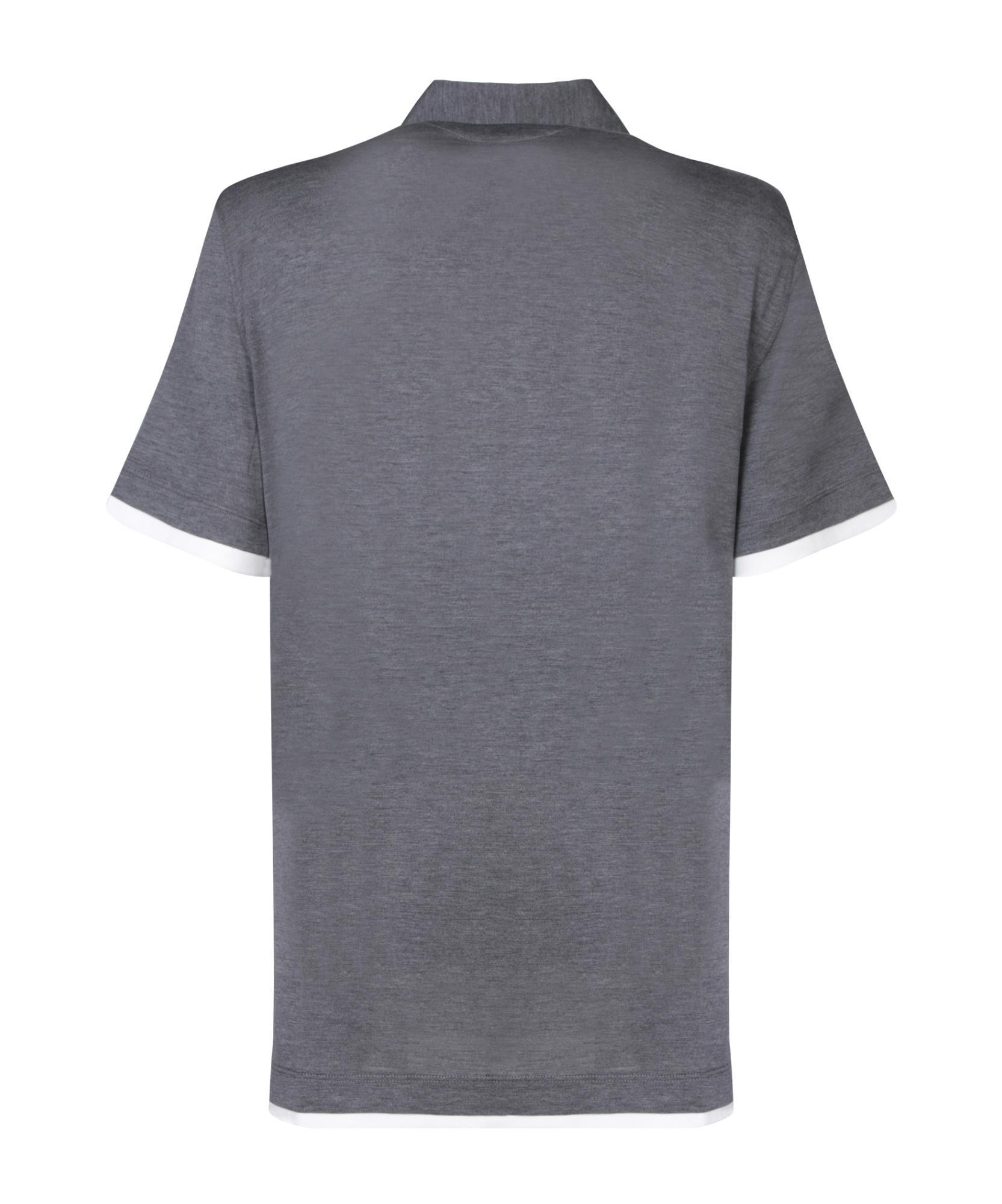 ZEGNA Embroidered-logo Polo Collar In Gray Product Image