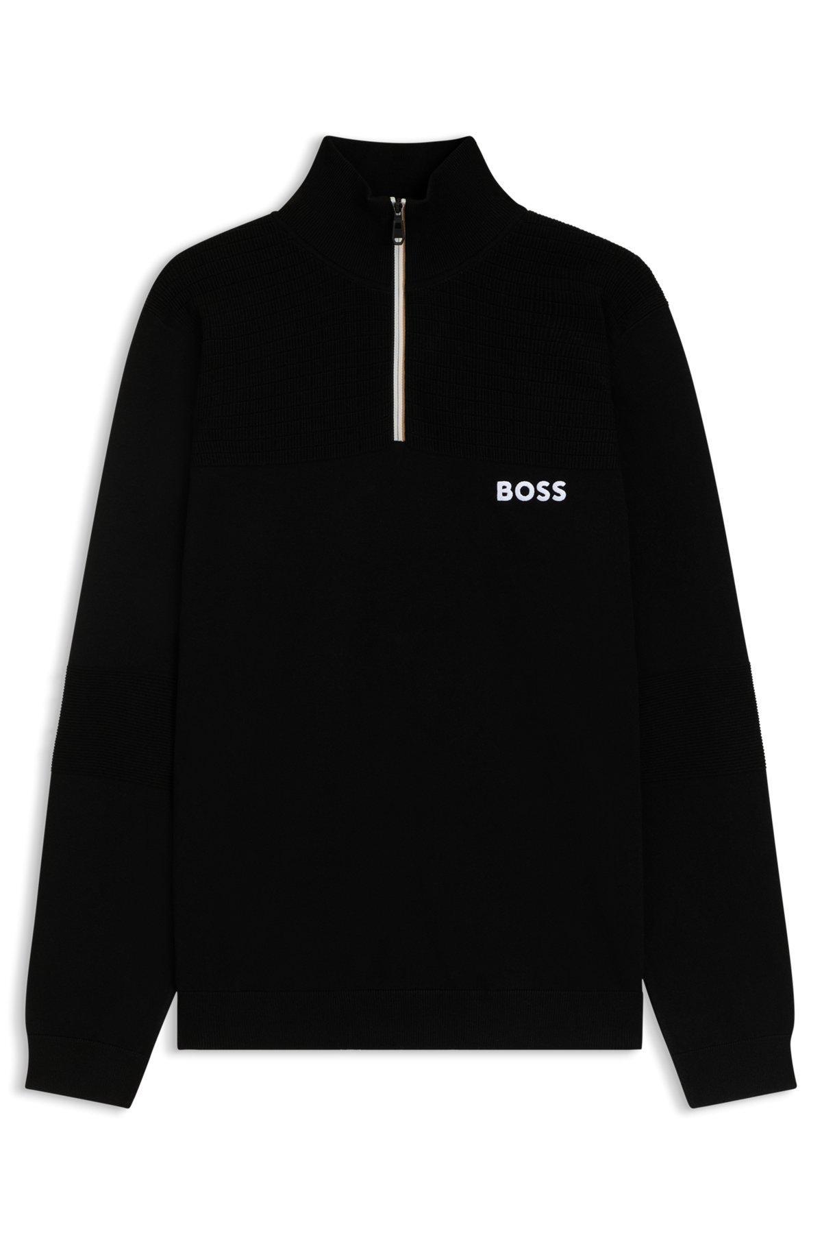Water-repellent cotton sweater with zip neck Product Image