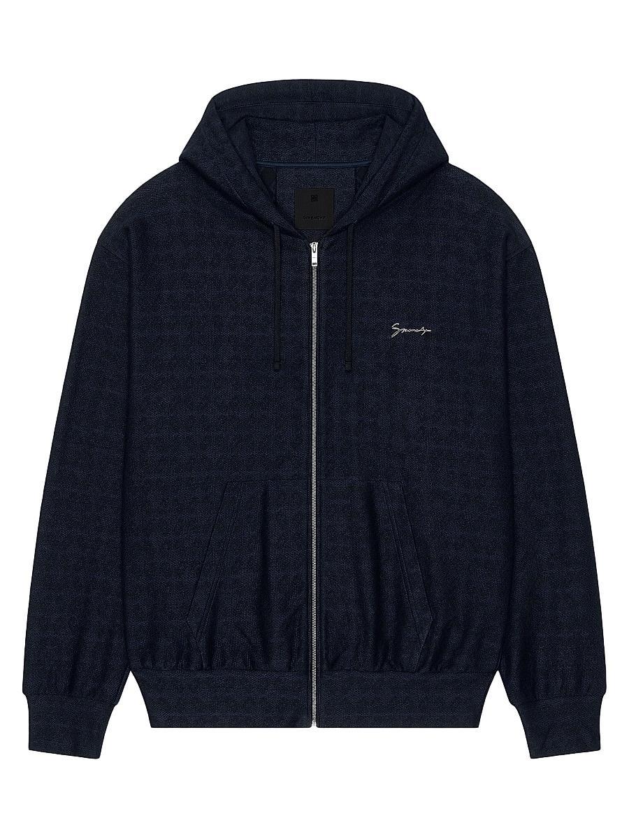 Mens Zipped Hoodie in Monogram 72 Jacquard Product Image
