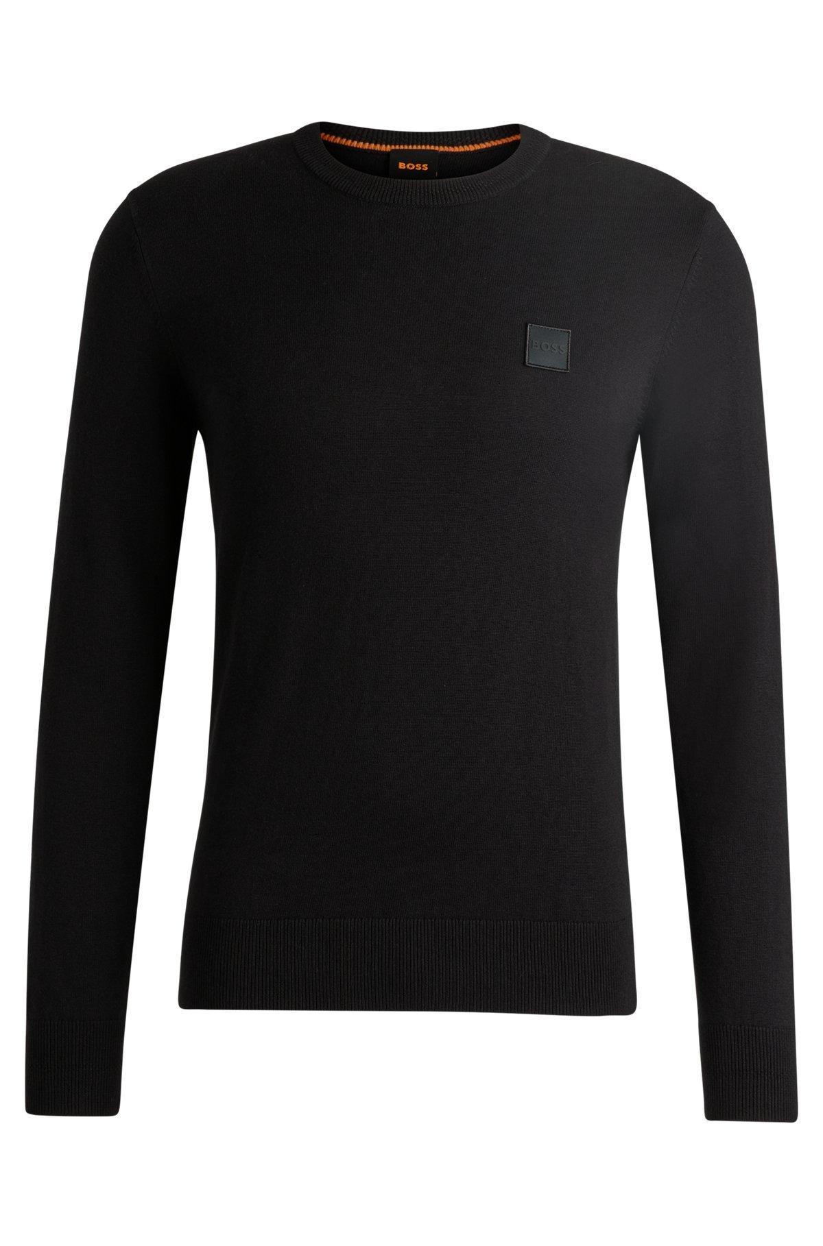 Crew-neck sweater in cotton and cashmere with logo Product Image