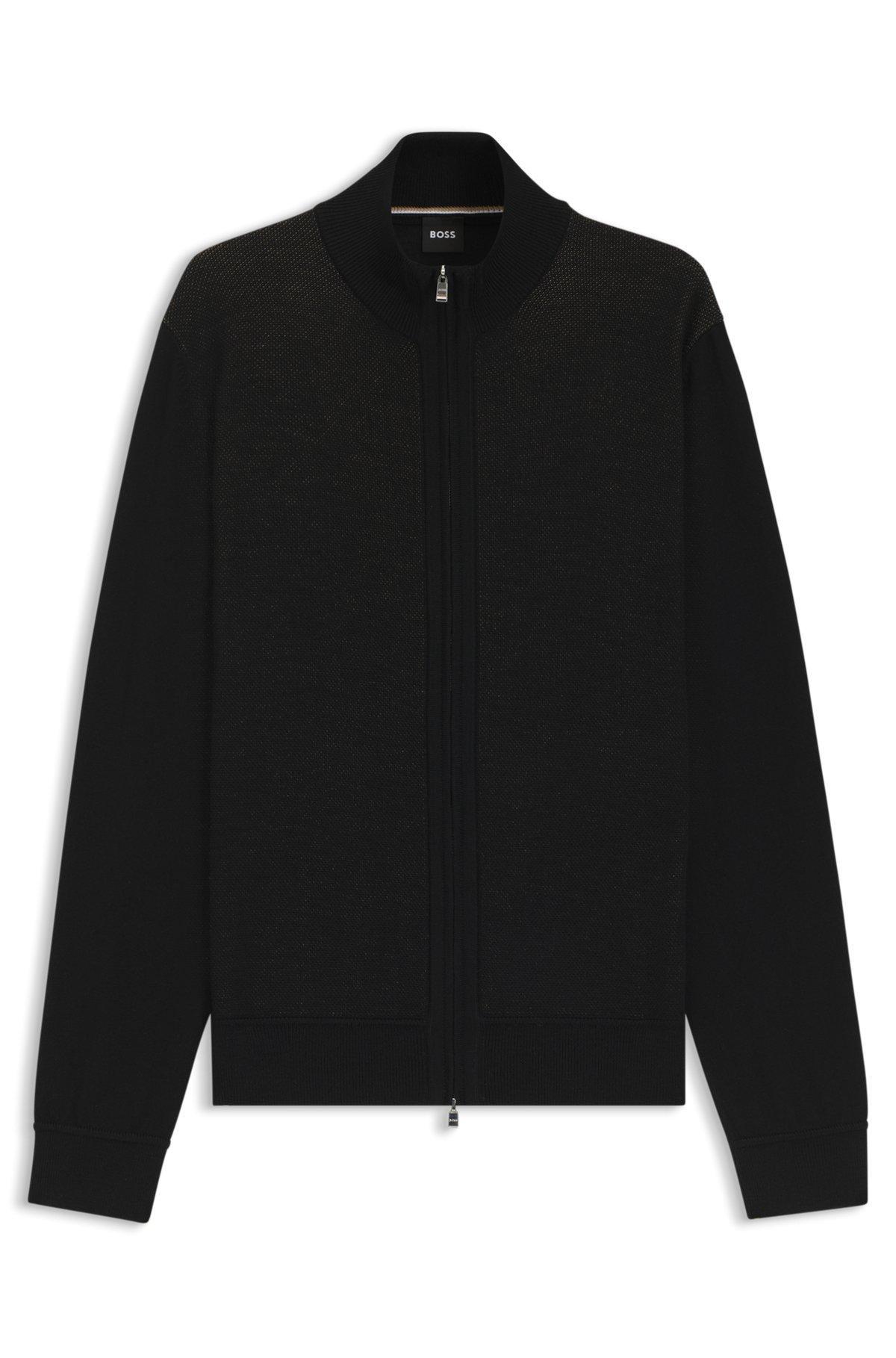 BOSS - Zip-up cardigan in wool - Black Product Image