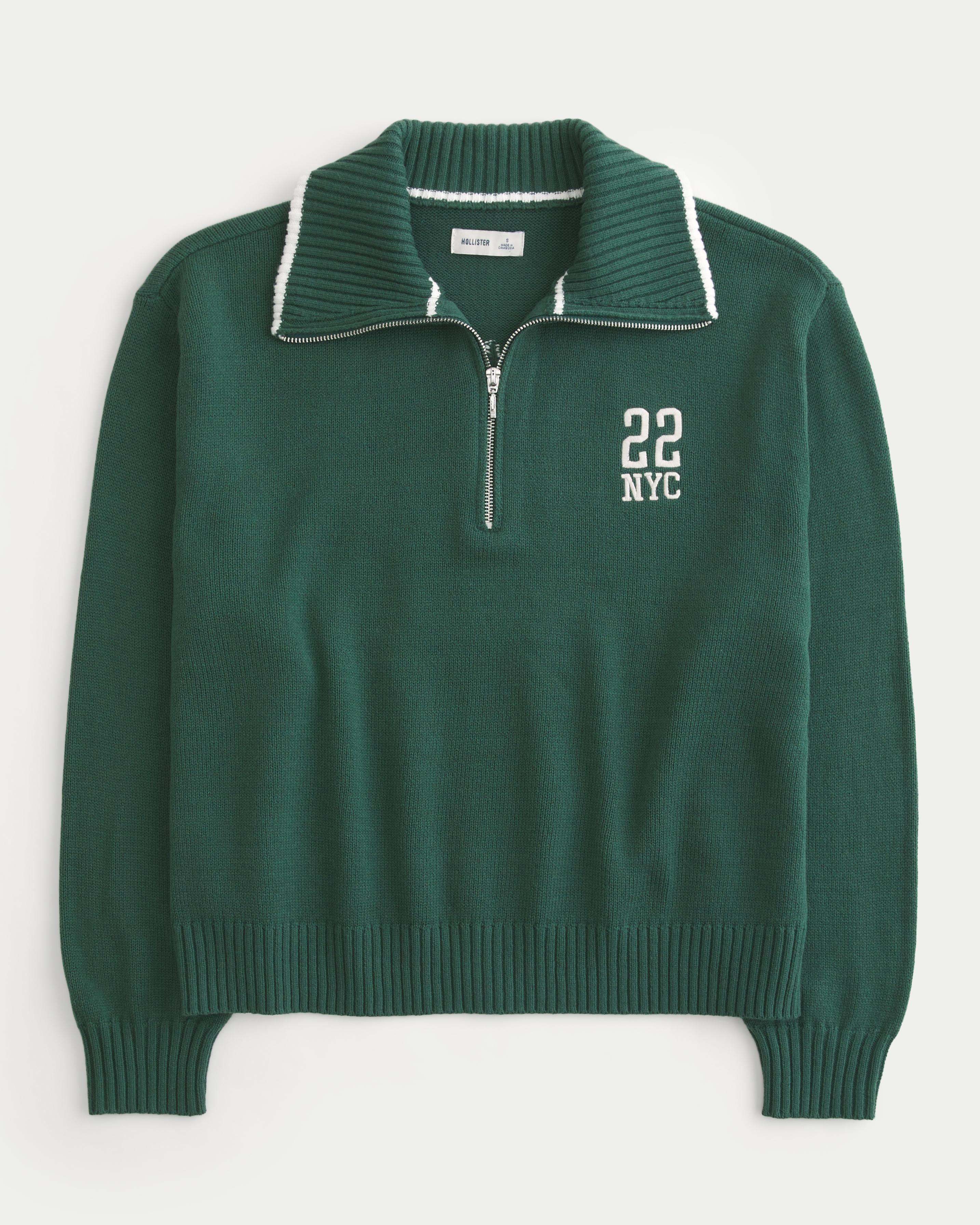 Oversized New York Graphic Half-Zip Sweater Product Image
