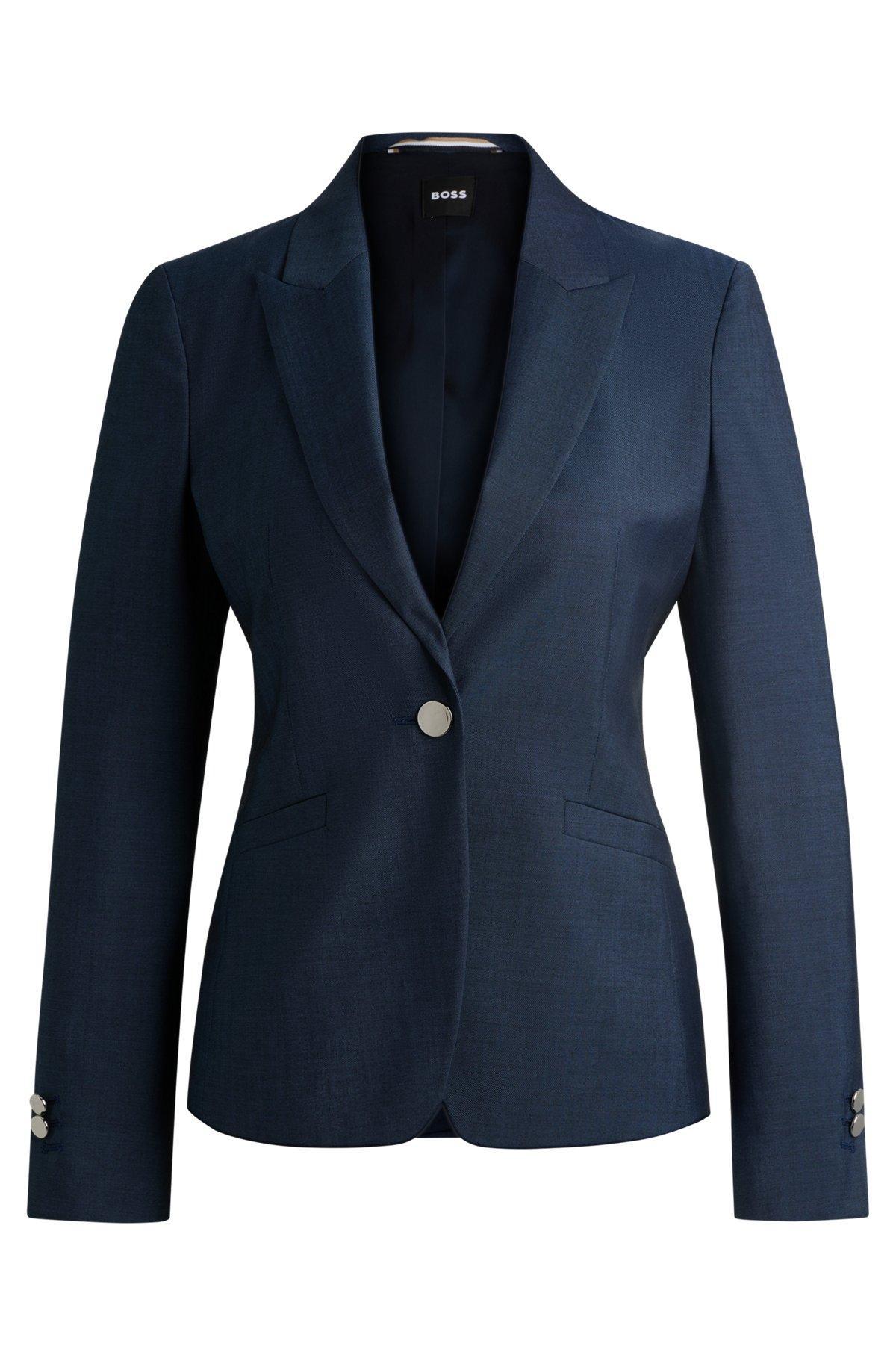 Slim-fit jacket in denim-effect wool twill Product Image