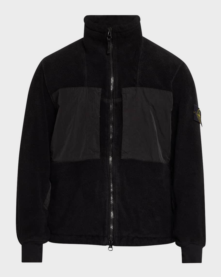 Mens Fleece Nylon-Patch Zip Jacket Product Image