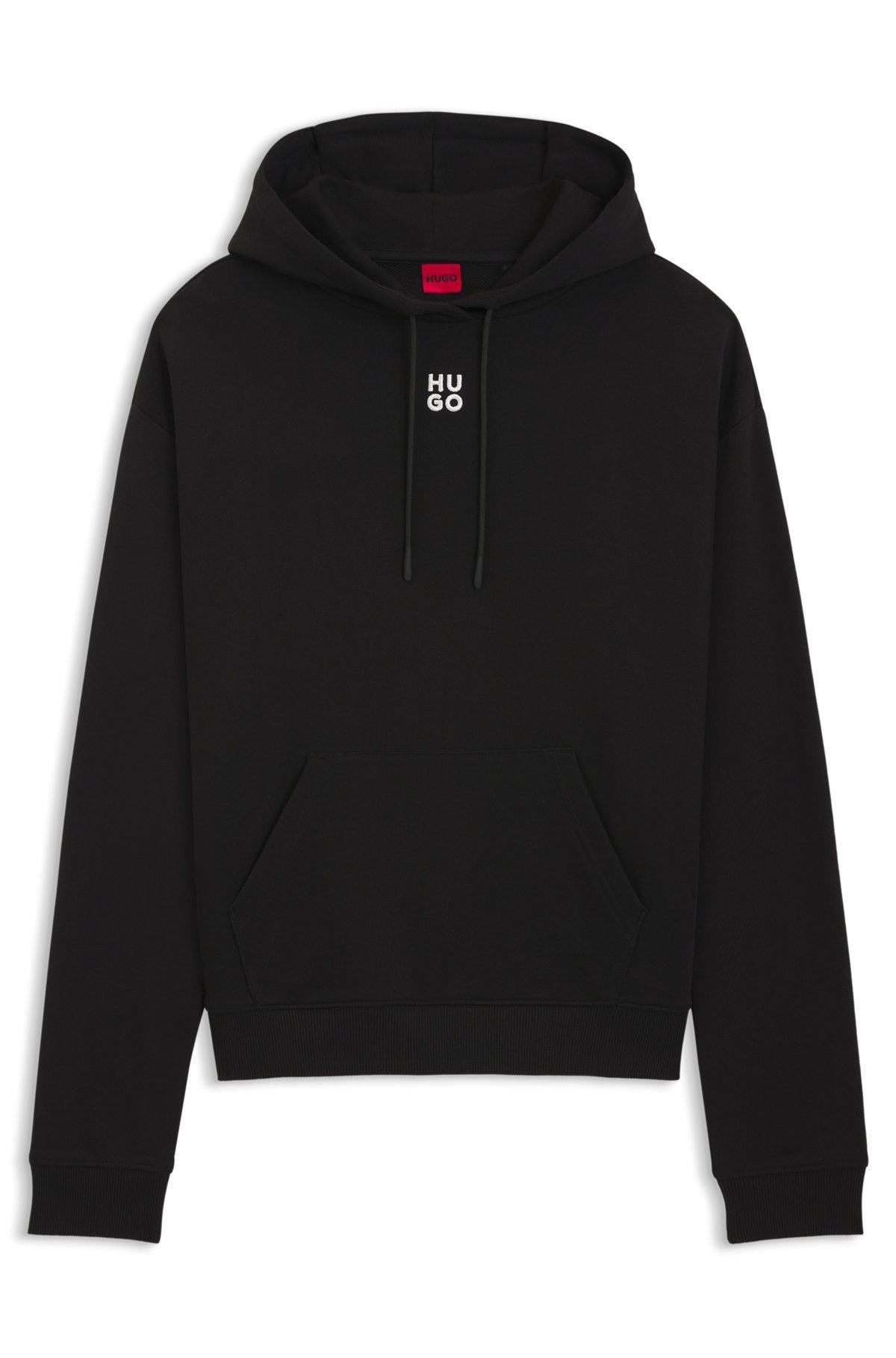  Cotton-terry hoodie with stacked logo embroidery Product Image
