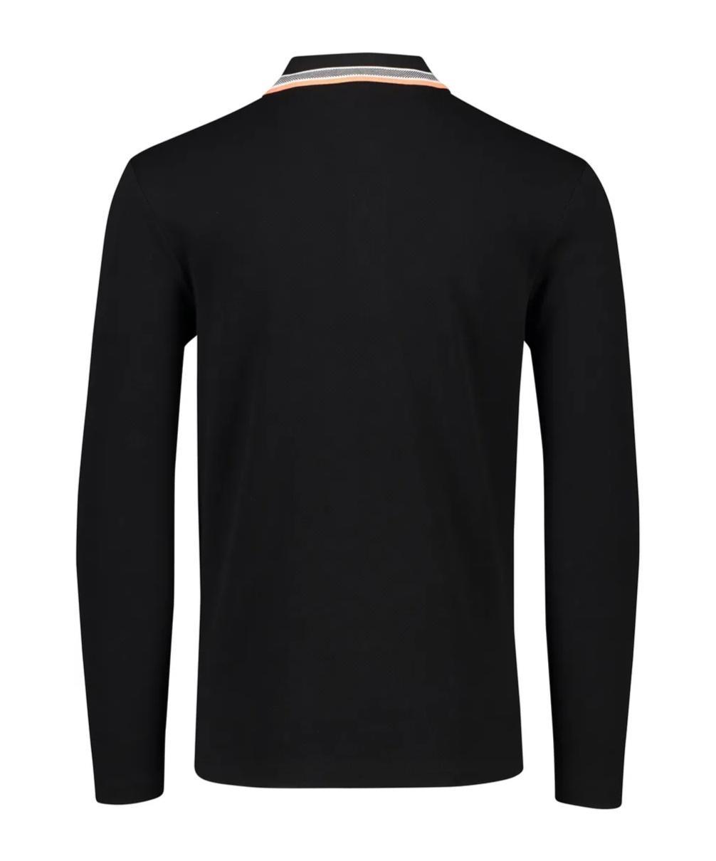 HUGO BOSS Striped Collar Polo Shirt In Black Product Image